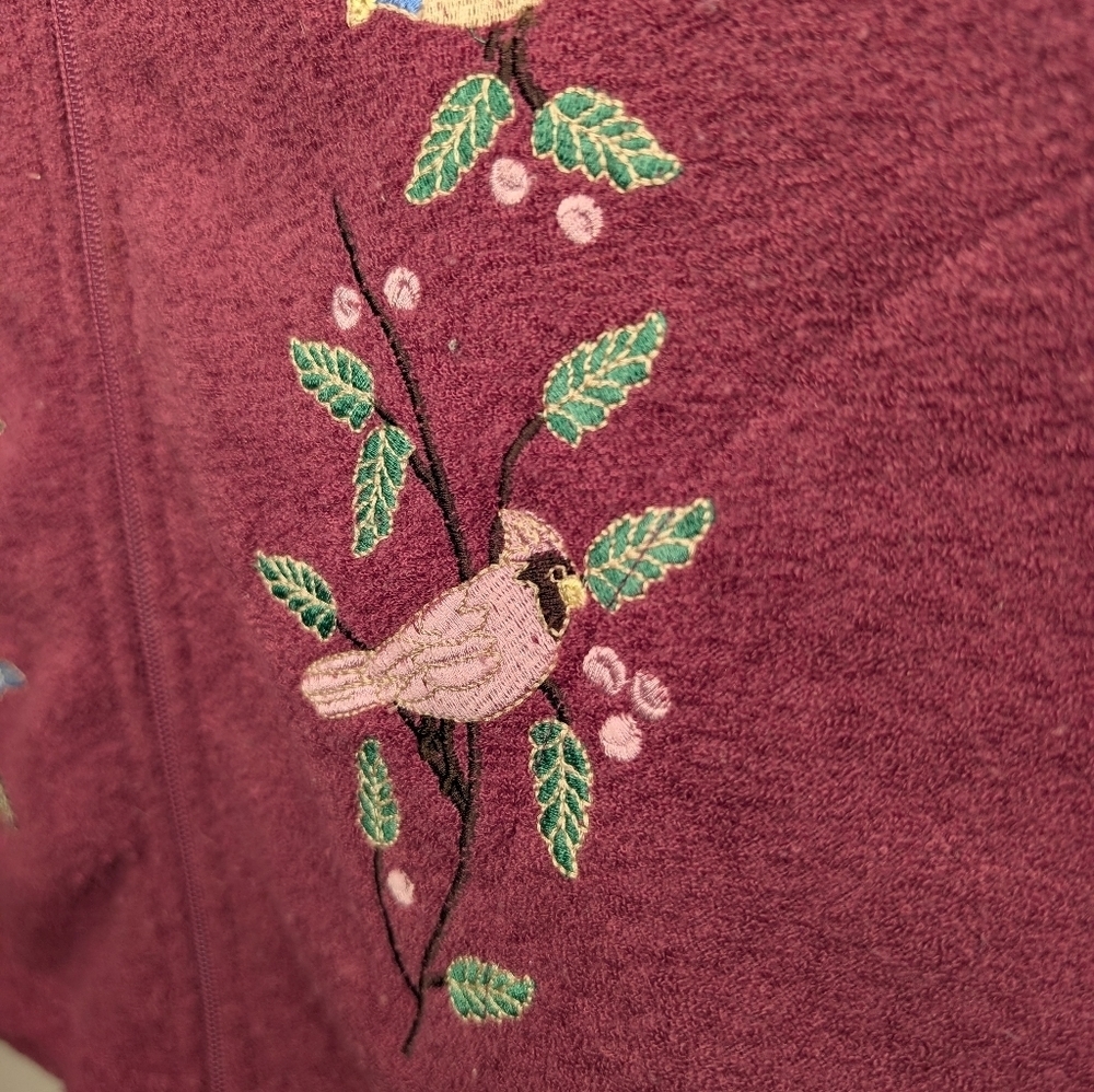 Vintage Lakewear Embroidered Bird Fleece Vest Pink Cottagecore Zip Front S/P - Picture 6 of 11